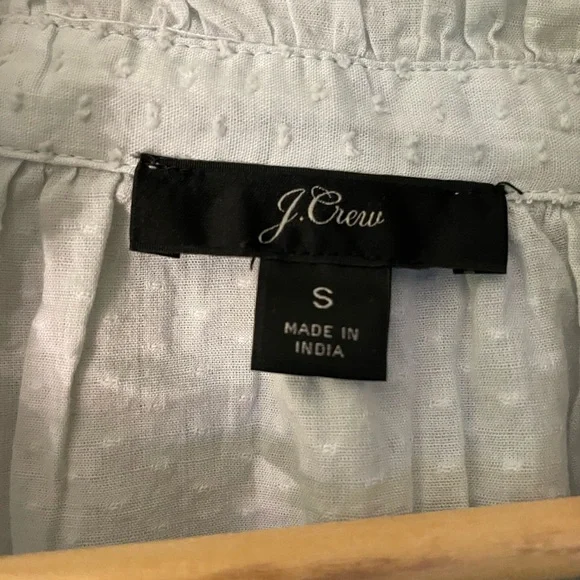 J. Crew Soft Gray Ruffle Trim Clip Dot Blouse, Size S - Picture 2 of 6